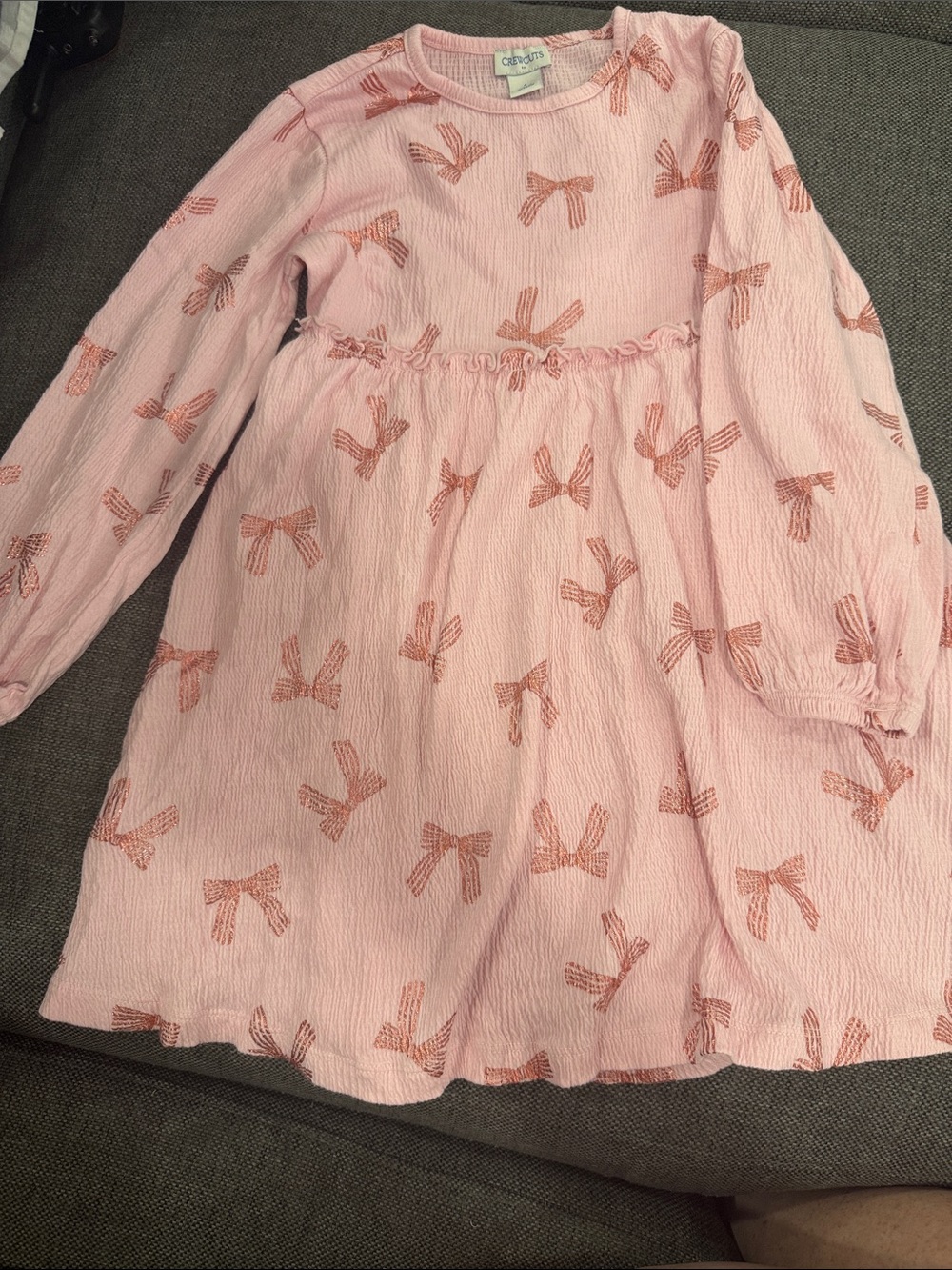 Crewcuts long sleeve pink bow dress